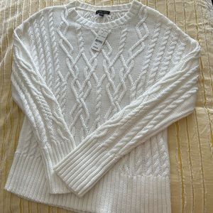 Brooks Brothers white cable knit sweater sz L